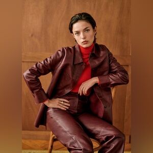 Sezane Regine Burgundy Leather Jacket! Size 4